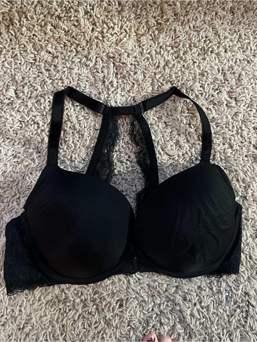 Torrid Black Lace Racerback Front Clasp Bra 38DD - Picture 5 of 6